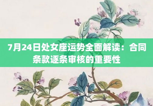 7月24日处女座运势全面解读：合同条款逐条审核的重要性