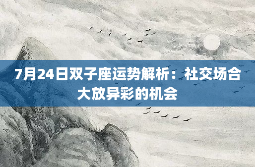 7月24日双子座运势解析：社交场合大放异彩的机会