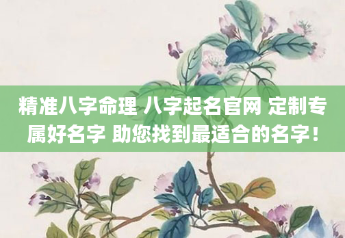 精准八字命理 八字起名官网 定制专属好名字 助您找到最适合的名字!