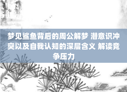梦见鲨鱼背后的周公解梦 潜意识冲突以及自我认知的深层含义 解读竞争压力