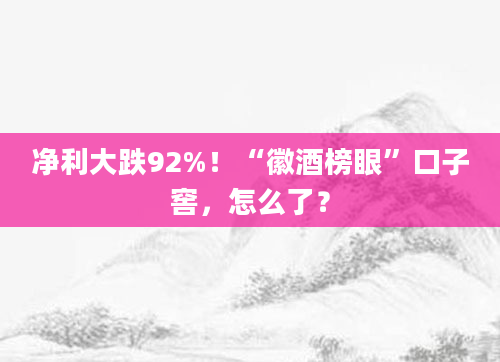 净利大跌92%!“徽酒榜眼”口子窖,怎么了?