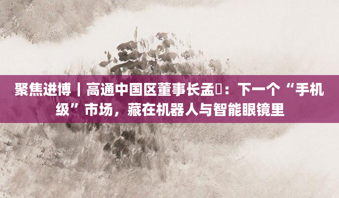 聚焦进博|高通中国区董事长孟樸:下一个“手机级”市场,藏在机器人与智能眼镜里