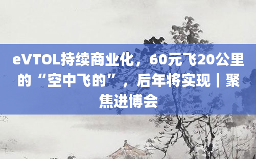 eVTOL持续商业化,60元飞20公里的“空中飞的”,后年将实现|聚焦进博会