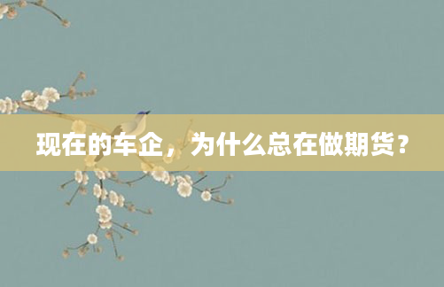 现在的车企,为什么总在做期货?