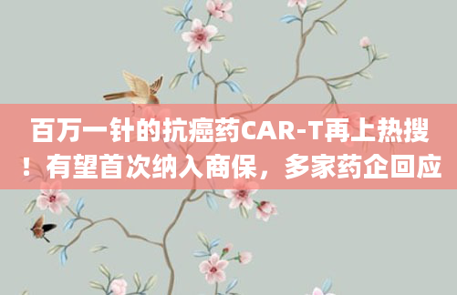 百万一针的抗癌药CAR-T再上热搜!有望首次纳入商保,多家药企回应