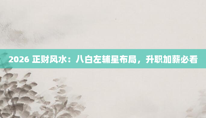 2026 正财风水:八白左辅星布局,升职加薪必看