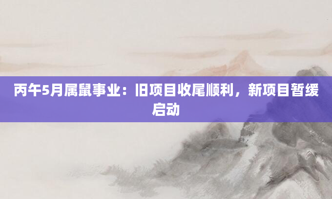 丙午5月属鼠事业:旧项目收尾顺利,新项目暂缓启动
