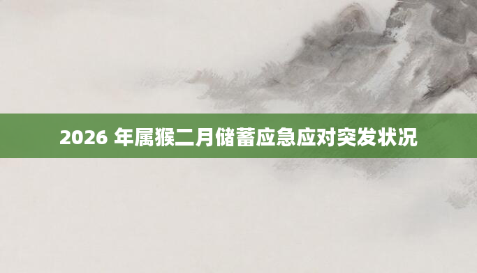 2026 年属猴二月储蓄应急应对突发状况