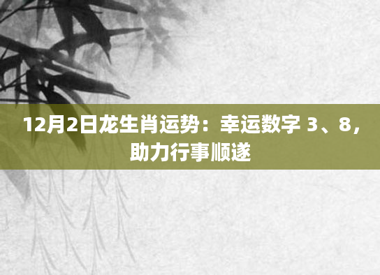 12月2日龙生肖运势:幸运数字 3、8,助力行事顺遂