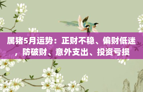 属猪5月运势:正财不稳、偏财低迷,防破财、意外支出、投资亏损
