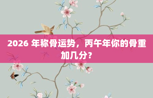 2026 年称骨运势,丙午年你的骨重加几分?