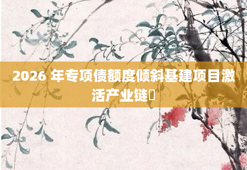 2026 年专项债额度倾斜基建项目激活产业链