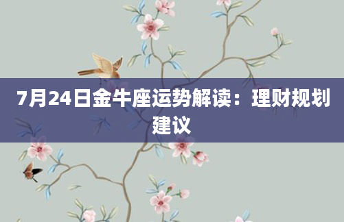 7月24日金牛座运势解读:理财规划建议